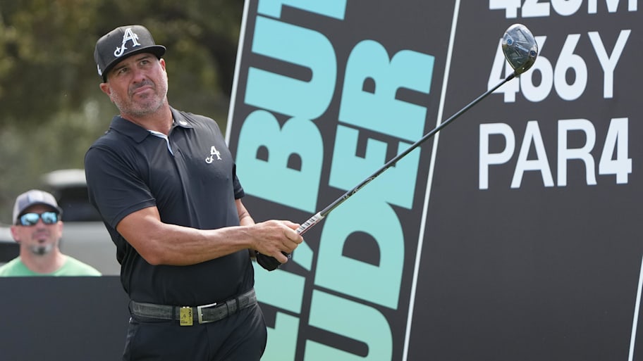 Pat Perez of the 4Aces GC watches his shot during the 2024 LIV Golf Dallas Team Championship Finals 