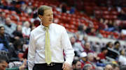 Mar 6, 2019; Pullman, WA, USA; Oregon Ducks head coach Dana Altman looks on during the game against the Washington State Cougars in the second half at Beasley Coliseum. Mandatory Credit: James Snook-Imagn Images