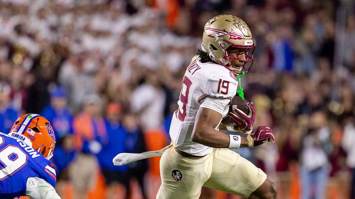 Florida State wide receiver Micahi Danzy uses his speed in the open field, a trait that could help boost his stock in the 2027 NFL Draft.