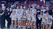 Mitty's girls basketball team pose after winning its ninth CCS Open title in 10 years