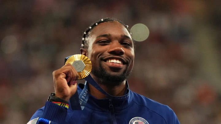 Noah Lyles was not happy with the invitation he received from Adidas to Anthony Edwards's shoe release event. Mandatory Credit: Aleksandra Szmigiel/Reuters via USA TODAY Sports