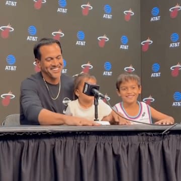 Heat coach Erik Spoelstra addressed reporters ahead of Miami’s game against the Hornets Friday