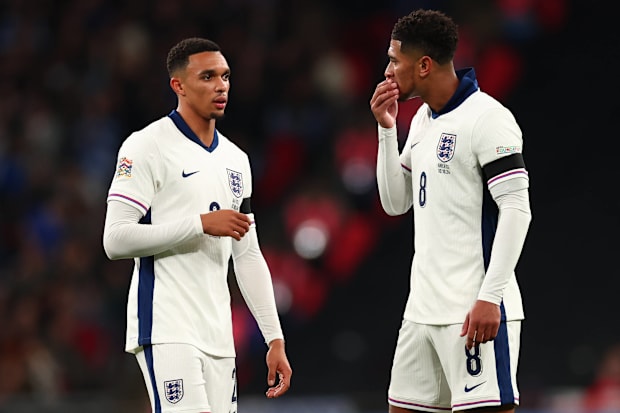 Trent Alexander-Arnold (left) and Jude Bellingham in action for England.