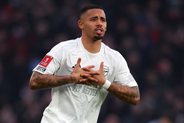 Gabriel Jesus in his most recent appearances for Arsenal.