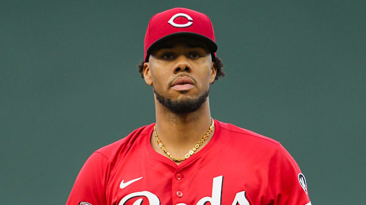 May 28, 2025; Kansas City, Missouri, USA; Cincinnati Reds starting pitcher Hunter Greene (21) pitches during the first inning against the Kansas City Royals at Kauffman Stadium. Mandatory Credit: Jay Biggerstaff-Imagn Images
