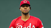 May 28, 2025; Kansas City, Missouri, USA; Cincinnati Reds starting pitcher Hunter Greene (21) pitches during the first inning against the Kansas City Royals at Kauffman Stadium. Mandatory Credit: Jay Biggerstaff-Imagn Images