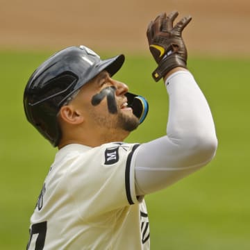 Minnesota Twins third baseman Royce Lewis (23) runs the bases and celebrates his three-run home run against the Chicago White Sox in the second inning at Target Field on Aug 4.