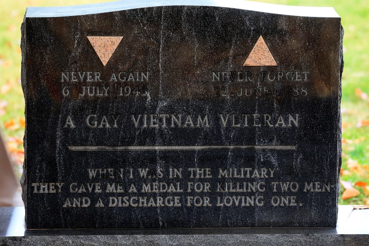 Headstone of "A Gay Vietnam Veteran" in Washington, D.C.'s Congressional Cemetery.