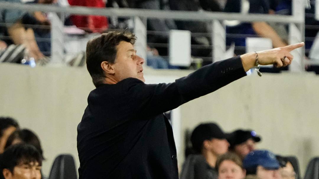 United States head coach Mauricio Pochettino motions during an international friendly soccer match against Japan at Lower.com Field in Columbus on Sept. 9, 2025. The United States Men's National Team won 2-0.