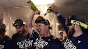 New York Mets first baseman Pete Alonso celebrates after defeating the Milwaukee Brewers.