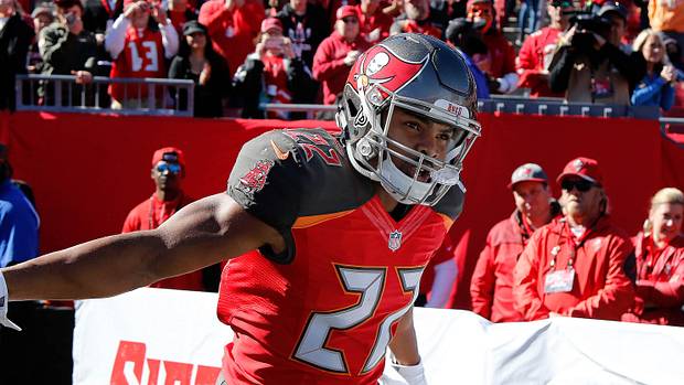Tampa Bay Buccaneers running back Doug Martin (22) is introduced as he runs out of the tunnel prior to the game.