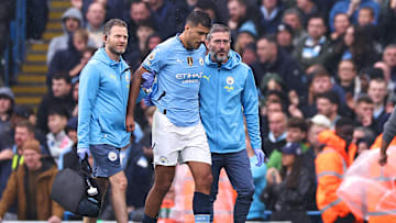Manchester City midfielder, Rodri, goes off with an injury 
