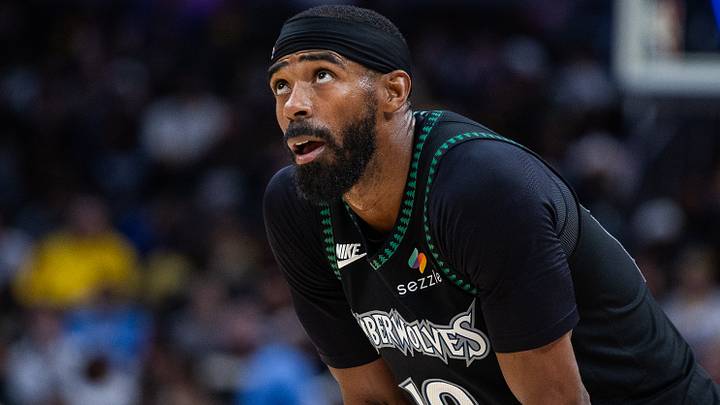 Minnesota Timberwolves guard Mike Conley (10) looks on (Mandatory Credit: Trevor Ruszkowski-Imagn Images)