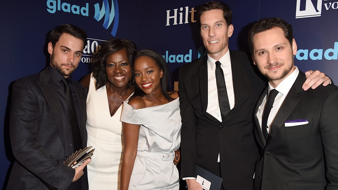 Viola Davis, Aja Naomi King, Jack Falahee, Matt McGorry - Backstage - 26th Annual GLAAD Media Awards Viola Davis, Aja Naomi King, Jack Falahee, Matt McGorry - Backstage - 26th Annual GLAAD Media Awards