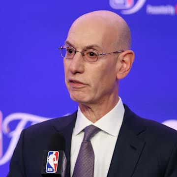 Jun 6, 2024; Boston, Massachusetts, USA; NBA commissioner Adam Silver speaks before game one of the 2024 NBA Finals between the Boston Celtics and the Dallas Mavericks at TD Garden. Mandatory Credit: Peter Casey-Imagn Images