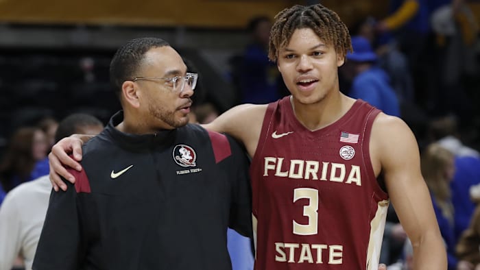 Jan 21, 2023; Pittsburgh, Pennsylvania, USA;  Florida State Seminoles assistant coach R-Jay Barsh
