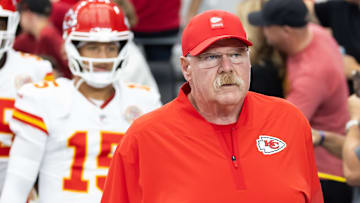 Aug 9, 2025; Glendale, Arizona, USA; Kansas City Chiefs head coach Andy Reid against the Arizona Cardinals during a preseason NFL game at State Farm Stadium.