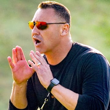 Texas Longhorns Head Coach Steve Sarkisian during their first practice of the spring season on Tuesday, March 25, 2025.