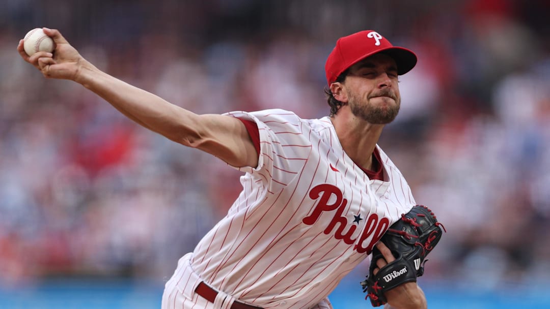 Philadelphia, Pennsylvania, USA; Philadelphia Phillies pitcher Aaron Nola (27) throws a pitch during the second inning against the Arizona Diamondbacks at Citizens Bank Park. Philadelphia, Pennsylvania, USA; Philadelphia Phillies pitcher Aaron Nola (27) throws a pitch during the second inning against the Arizona Diamondbacks at Citizens Bank Park.