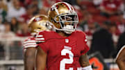 Sep 9, 2024; Santa Clara, California, USA; San Francisco 49ers cornerback Deommodore Lenoir (2) waits for the snap against the New York Jets at Levi's Stadium.