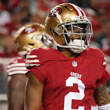 Sep 9, 2024; Santa Clara, California, USA; San Francisco 49ers cornerback Deommodore Lenoir (2) waits for the snap against the New York Jets at Levi's Stadium.