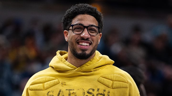 Mar 29, 2026; Indianapolis, Indiana, USA;  Indiana Pacers guard Tyrese Haliburton (0) in the second half against the Miami Heat at Gainbridge Fieldhouse. Mandatory Credit: Trevor Ruszkowski-Imagn Images