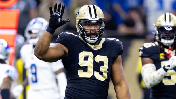 New Orleans Saints defensive tackle Nathan Shepherd (93) against the Detroit Lions .