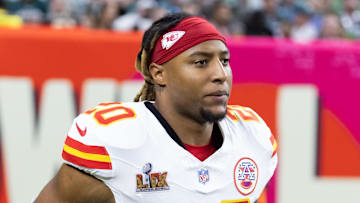 Feb 9, 2025; New Orleans, LA, USA;  Kansas City Chiefs safety Justin Reid (20) against the Philadelphia Eagles in Super Bowl LIX at Ceasars Superdome. Mandatory Credit: Mark J. Rebilas-Imagn Images