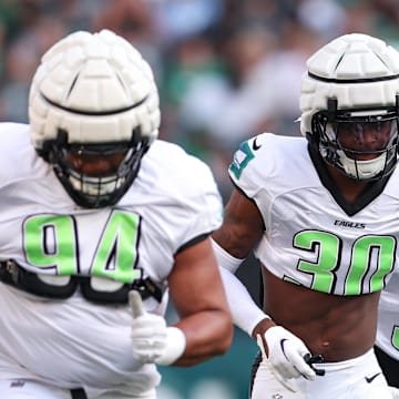 Philadelphia Eagles cornerback Quinyon Mitchell (30) during a training camp practice at Lincoln Financial Field. 