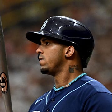 Tampa Bay Rays shortstop Wander Franco prepares for his plate appearance.