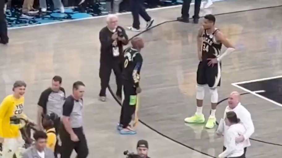 John Haliburton confronts Giannis Antetokounmpo on the court on April 29, 2025. | NBA / X / Screenshot
