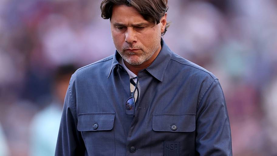 Mauricio Pochettino looking stern.