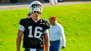 Texas Longhorns quarterback, Arch Manning during his first practice of the spring season on Tuesday, March 25, 2025.