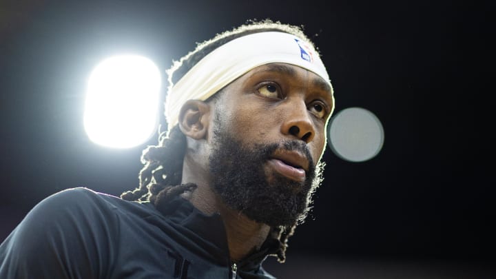 Jan 6, 2024; Philadelphia, Pennsylvania, USA; Philadelphia 76ers guard Patrick Beverley warms up before a game against the Utah Jazz at Wells Fargo Center. 