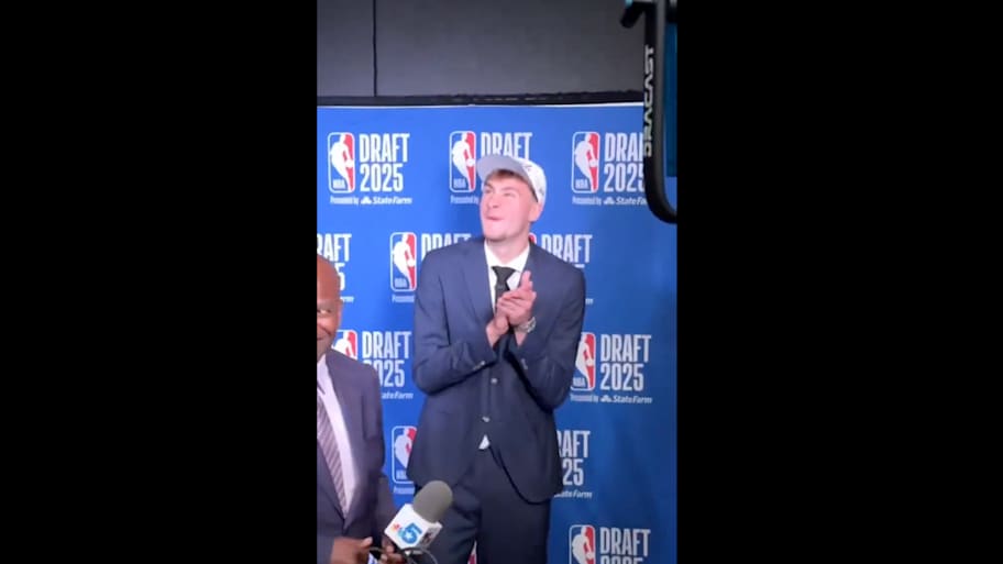 Cooper Flagg reacts to Khaman Maluach's getting drafted on June 25, 2025. | NBA / X / Screensho