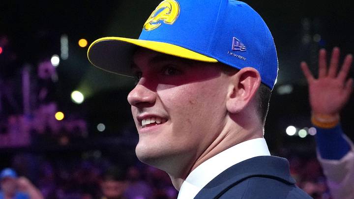 Alabama Crimson Tide quarterback Ty Simpson is selected by the Los Angeles Rams as the number 13 pick during the 2026 NFL Draft. Mandatory Credit: Kirby Lee-Imagn Images