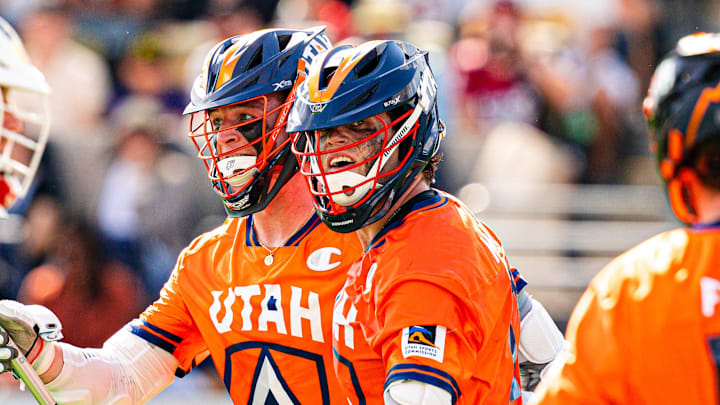 Matt Moore celebrates after scoring a goal for the Utah Archers against the Maryland Whipsnakes in the 2024 PLL Championship.