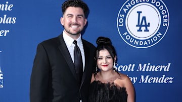 Sept. 19, 2022: Los Angeles Dodgers pitcher Alex Vesia and his wife, Kayla Vesia.