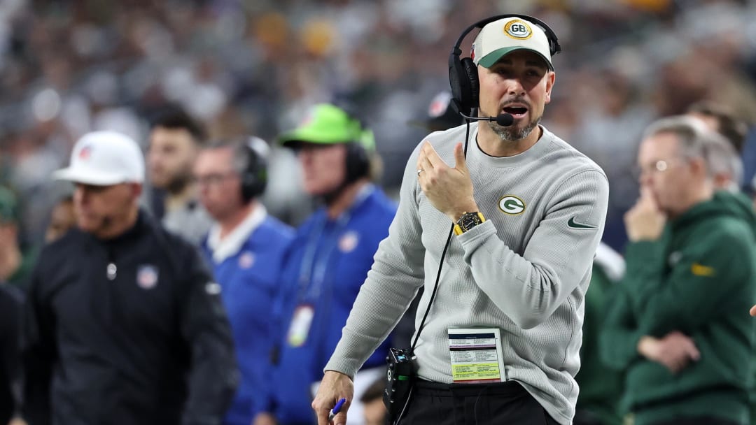 Jan 14, 2024; Arlington, Texas, USA; Green Bay head coach Matt LaFleur in the first half of the 2024 NFC wild card game against the Dallas Cowboys at AT&T Stadium. Mandatory Credit: Kevin Jairaj-USA TODAY Sports