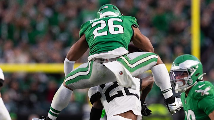 Saquon Barkley is favored to be named the Offensive Player of the Year for the second straight season. Saquon Barkley is favored to be named the Offensive Player of the Year for the second straight season.