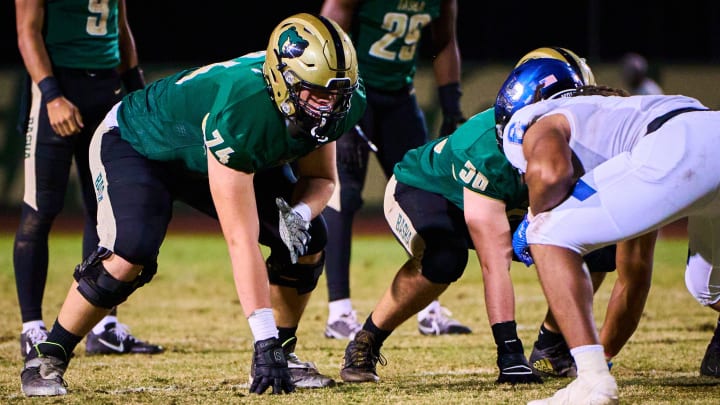 Basha Bears offensive lineman Jake Hildebrand (74)