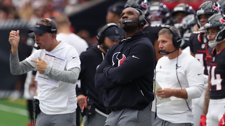 Nov 2, 2025; Houston, Texas, USA; Houston Texans head coach DeMeco Ryans during the first half against the Denver Broncos at NRG Stadium. Mandatory Credit: Thomas Shea-Imagn Images Nov 2, 2025; Houston, Texas, USA; Houston Texans head coach DeMeco Ryans during the first half against the Denver Broncos at NRG Stadium. Mandatory Credit: Thomas Shea-Imagn Images