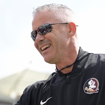 Sep 20, 2025; Tallahassee, Florida, USA; Florida State Seminoles head coach Mike Norvell before the game against the Kent State Golden Flashes at Doak S. Campbell Stadium. Mandatory Credit: Melina Myers-Imagn Images