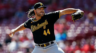 Pittsburgh Pirates relief pitcher Cody Ponce (44) takes over to start the second inning of the MLB National League game between the Cincinnati Reds and the Pittsburgh Pirates at Great American Ball Park in downtown Cincinnati on Monday, Sept. 27, 2021. The Reds led 8-1 in the top of the sixth inning.

Pittsburgh Pirates At Cincinnati Reds
