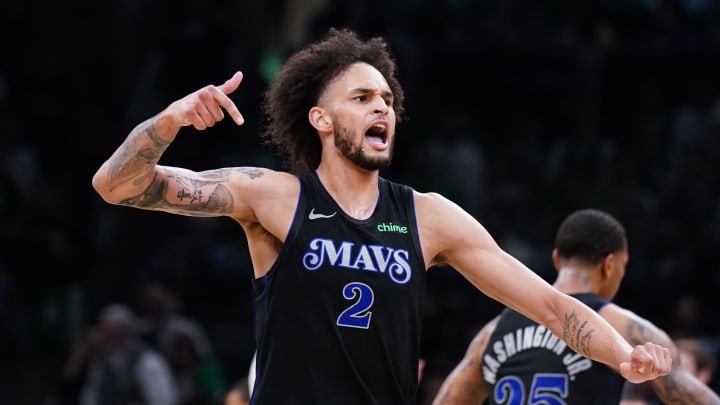 Jun 6, 2024; Boston, Massachusetts, USA; Dallas Mavericks center Dereck Lively II (2) reacts in the third quarter against the Boston Celtics during game one of the 2024 NBA Finals at TD Garden. Mandatory Credit: David Butler II-USA TODAY Sports