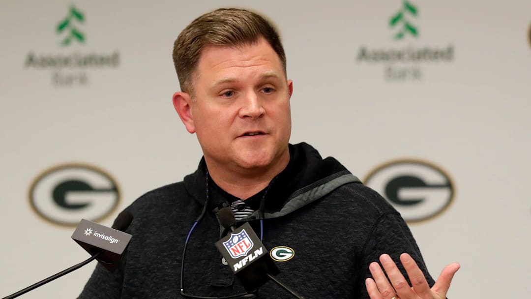 Green Bay Packers general manager Brian Gutekunst speaks to media during a pre-draft press conference on April 24, 2023, at Lambeau Field in Green Bay, Wis.

Gpg Gutekunstpresser 042423 Sk25