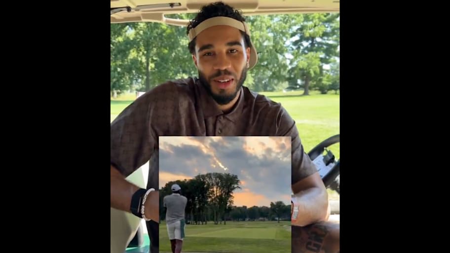 Jayson Tatum broke down early returns on LeBron James's golf game.  | NBA / X / Screenshot