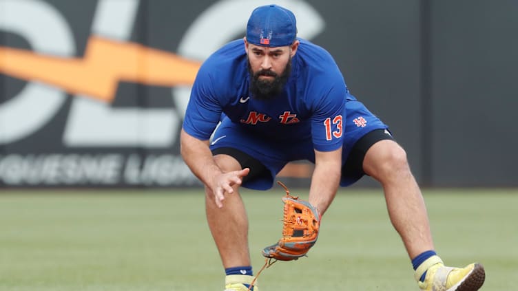 Jun 9, 2023; Pittsburgh, Pennsylvania, USA;  New York Mets second baseman Luis Guillorme (13) takes