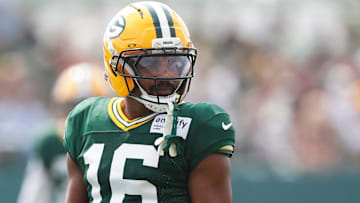 Green Bay Packers cornerback Bo Melton (16) pictured during practice on Aug. 5, 2025, at Ray Nitschke Field in Ashwaubenon, Wis.
