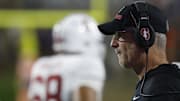 Sep 20, 2025; Charlottesville, Virginia, USA; Stanford Cardinal interim head coach Frank Reich looks on from the sidelines against the Virginia Cavaliers during the third quarter at Scott Stadium. Mandatory Credit: Geoff Burke-Imagn Images